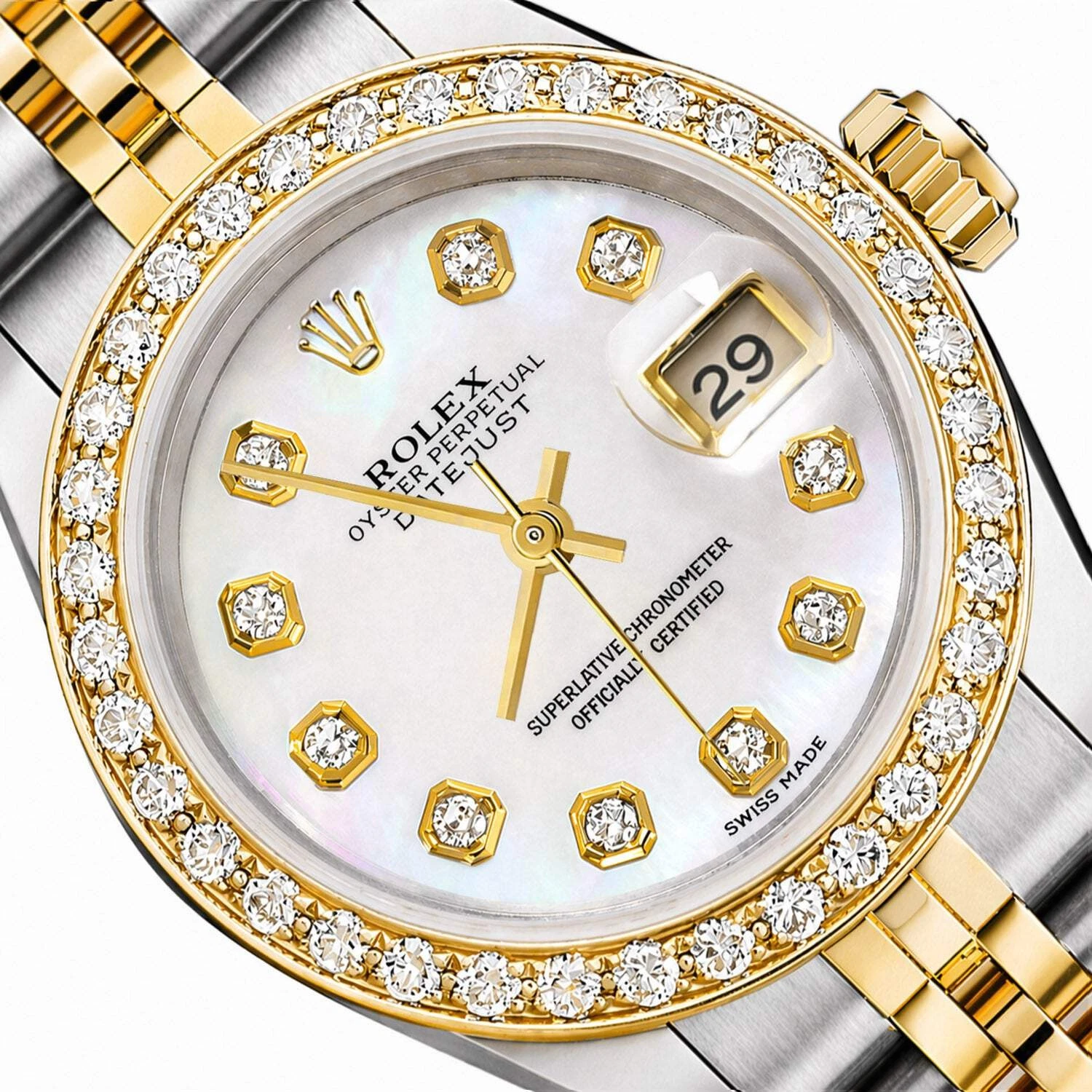s-l1600.webp 26mm Rolex Datejust 6917 18K Gold Diamond Bezel MOP Dial Steel Woman's Watch - Image 1