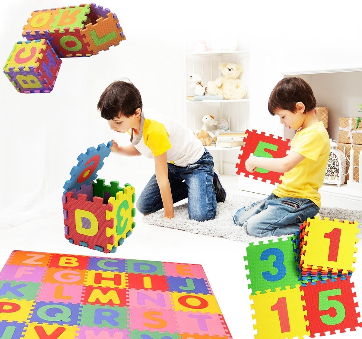 0-6 CHILDREN KIDS ALPHABET NUMBERS PLAY MAT MULTI COLOUR INTERLOCKING PLAYMAT TOY - Image 1