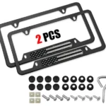 2X For Jeep Accessories US Flag Patriotic Front Rear Car License Plate Frame