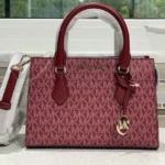 MICHAEL KORS SHEILA SMALL ZIP TRIPLE COMPART SATCHEL CROSSBODY BAG CHERRY MERLOT