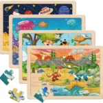 Puzzles for Kids Ages 4-6, 4 Packs 24 Piece Wooden Jigsaw Puzzle for Toddlers 5