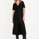 Old Navy Women's Button-Down Crepe Midi Dress Black Many sizes New