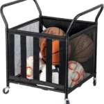 Black Metal Multi Sports Ball Open Storage Hopper, Gym Equipment Basket Cart