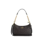 New COACH CA548 Womens Teri Shoulder Bag In Signature Canvas Gold/Brown Black