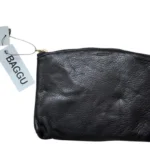 BAGGU Small Black Leather Clutch Bag Women's Designer Handbag Purse New Tags