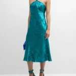 Liv Foster Foil Chiffon Halter Dress 8B 2002-