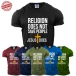 Jesus Cross Men's Religious T-Shirt Christianity Bible American USA New Gift Tee