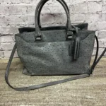 Coach Grey Leather Ostrich Large Handbag Crossbody Purse