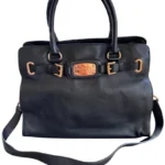 Michael Kors MK Hamilton Tote Handbag Purse Black Pebbled Leather