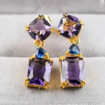 Gorgeous Silver Plated Amethyst Drop Earring Women Tanzanite Jewelry Lab-Created