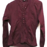 A.N.A. Shirt Womens Medium Burgundy Red Pullover Eyelet Style Classic Preppy Top