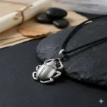 Egyptian Scarab Beetle Silver Pewter Insect Charm Necklace Pendant Jewelry