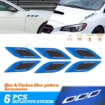 Set 3D Blue Carbon Fiber Texture Reflect Car Vent Edge Bumper Decal Accessories