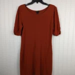 Banana Republic Women's Dress Burnt Orange Rouched Sleeve Pullover Size M