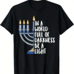 1pc Hanukkah Light Jewish Graphic T-Shirt - Unisex Cotton Crew Neck