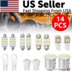 14Pcs T10 36mm LED Interior Car Accessories Kit Map Dome License Plate Lights