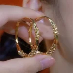 Fashion Women Large Rhinestone Hoop Earrings Silver Gold Sparkling Jewelry Gift^