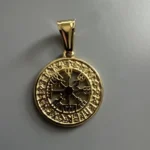 Viking Vegvisir Elder Futhark Rune Spinner Stainless Steel Pendant 24 Gold