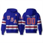 USA Hockey Olympic 2026 Blue Hoodie Pullover Shirt - Adult Size