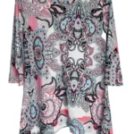 Fashion Bright Paisley Multicolored Spring Long Sleeved Tunic Top Size Small NWT
